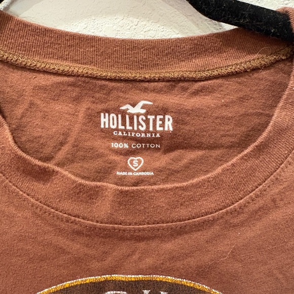 Hollister Carmel Beach Volleyball Cropped Graphic Tee Brown Womens Small - Picture 4 of 8